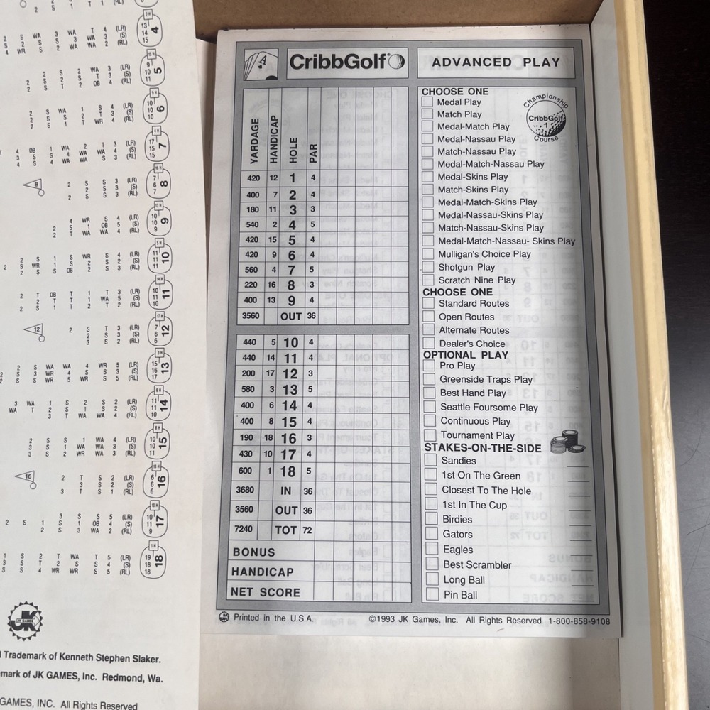 VTG  CribbGolf 1992 Board Game JK Games Complete 100% Cribbage Golf Retro Coffin - Picture 9 of 16